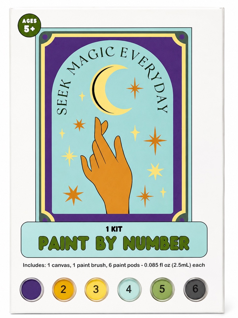 Paint By Number Art Kit - Turquoise, Purple & Gold Design